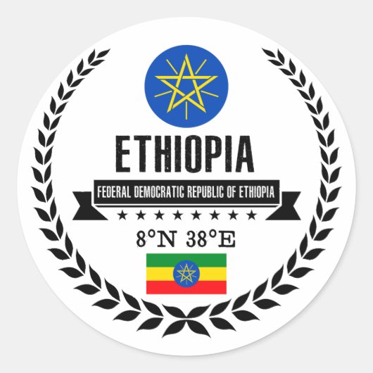 Ethiopia Ronde Sticker (Voorkant)