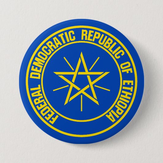 Ethiopia Round Emblem Ronde Button 7,6 Cm (Voorkant)