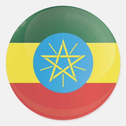Ethiopia Round Icon Flag Ronde Sticker (Voorkant)
