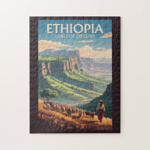 Ethiopia Shepard Herd Travel Art Vintage Legpuzzel