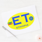 ETHIOPIE - Autocollant ovale de style Euro (Enveloppe)