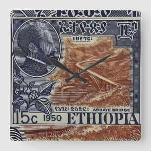Ethiopië Haile Selassie Rasta Jah Rastafari Roots Vierkante Klok