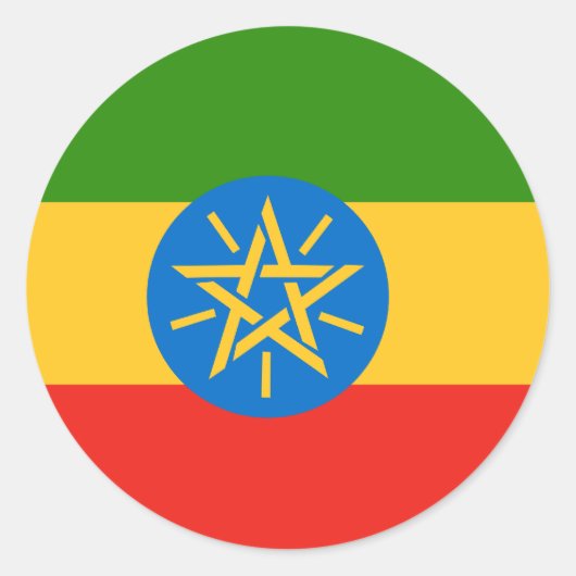 Ethiopië Hoogwaardige vlag Ronde Sticker (Voorkant)