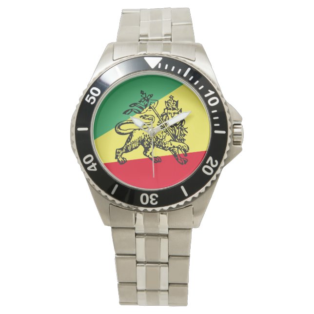 Ethiopië Rasta Leeuw van Juda Accessoire Ethiopië Horloge (Voorkant)