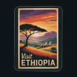Ethiopie Sunset Travel Art Vintage<br><div class="desc">Design d'illustration vectorielle en Éthiopie. De l'exploration des monts Simien à la découverte de l'histoire de Lalibela et Axum,  l'Ethiopie offre une expérience de voyage unique,  riche et inoubliable.</div>