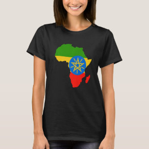 Ethiopië Vlag Afrika Continent Silhouette Gift Eth T-shirt