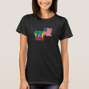 Ethiopië VS Thuis Ethiopisch Amerikaanse Vlag T-shirt