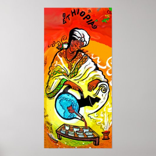 Ethiopisch Man in Turban Pesting Tea Poster (Voorkant)