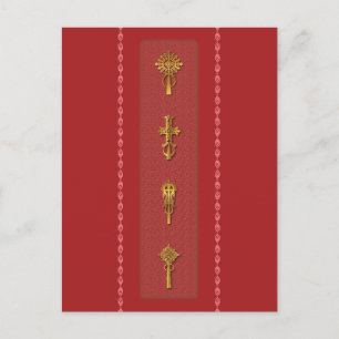 Ethiopisch-Orthodoxe Kruisen – Goud op Rood Briefkaart