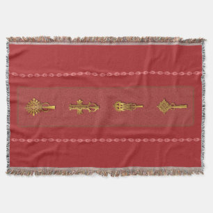 Ethiopisch-Orthodoxe Kruisen – Goud op Rood Deken