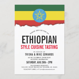 Ethiopisch thema eten Uitnodiging Witte Vlag Fee