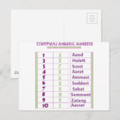 Ethiopische/Amerikaanse cijfers Briefkaart (Voorkant / Achterkant)