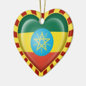 Ethiopische hartvlag met Sun Rays Keramisch Ornament (Links)