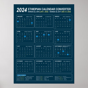 Ethiopische kalender Converter Jaar 2024 Downloade Poster