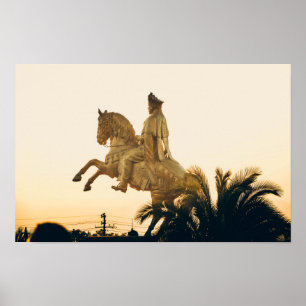 Ethiopische keizer Menelik op paard Poster
