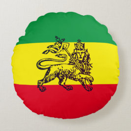Ethiopische leeuw van Judah Flag Circle Accent Pil Rond Kussen