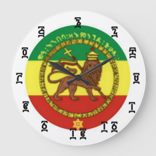 Ethiopische leeuwentuur - Ronde (grote) wandklok Grote Klok