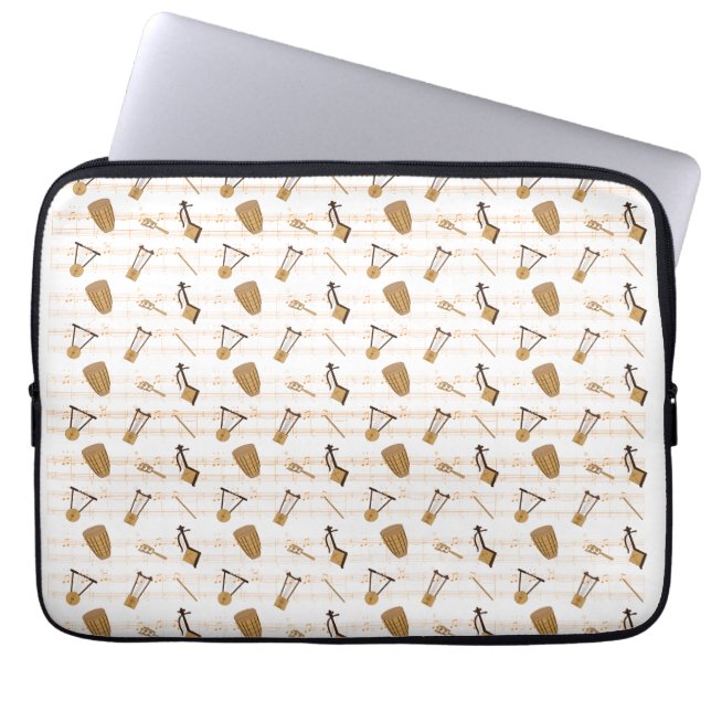 Ethiopische muziekinstrumenten laptop sleeve (Voorkant)