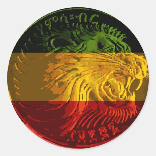 Ethiopische Rasta Leeuw Ronde Sticker (Voorkant)