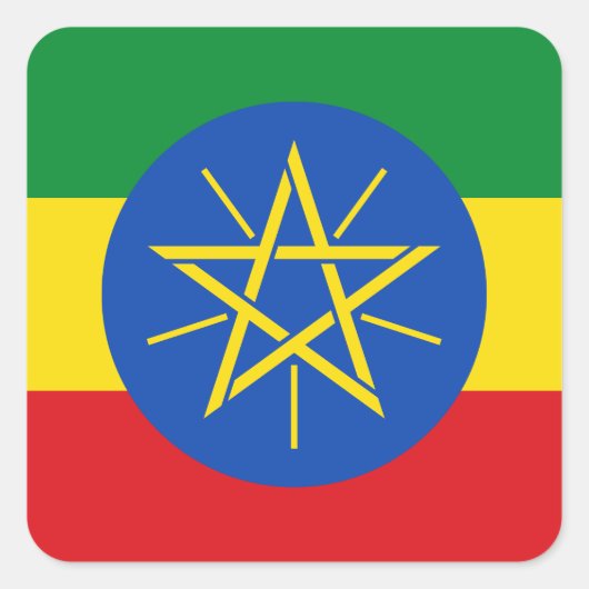 Ethiopische vlag vierkante sticker (Voorkant)