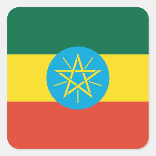 Ethiopische vlag vierkante sticker (Voorkant)