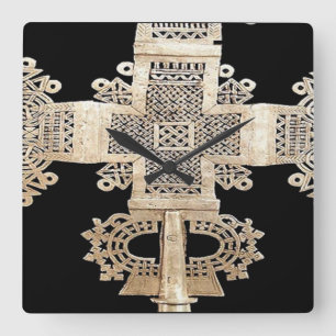 Ethiopische wandklok op het Motif-plein Vierkante Klok