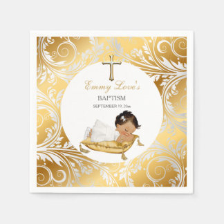 Ethnic Baby Girl Christening Baptism Gold Silver Servet