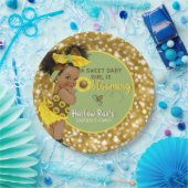 Ethnic Baby Girl | Gele zonnebloem Glitter Papieren Bordje (Feest)