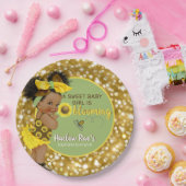 Ethnic Baby Girl | Gele zonnebloem Glitter Papieren Bordje (Feest)