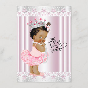 Ethnic Ballerina Pearl en Lace Tutu Baby shower Kaart