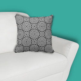 Ethnic Black Circle Pattern White Kussen