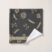 Ethnic Black en Beige Native Print Bad Handdoek (Wasdoekje)