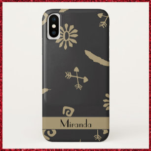Ethnic Black en Beige Native Print iPhone X Hoesje