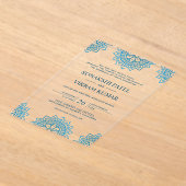 Ethnic Blue Mandala Indian Wedding Acryl Uitnodigingen (Laagn)