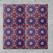Ethnic Blue White Mosaic Geometric Pattern Tegeltje