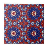 Ethnic Blue White Mosaic Geometric Pattern Tegeltje (Voorkant)