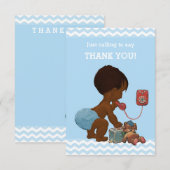 Ethnic Boy on Phone Baby shower Merci (Devant / Derrière)