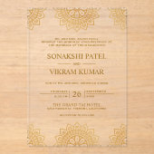 Ethnic Brown Mandala Indian Wedding Acryl Uitnodigingen (Voorkant)