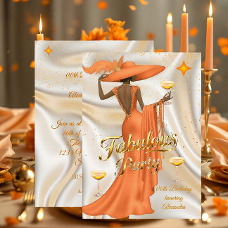 Ethnic Fabulous Birthday Orange Gold Champagne Kaart