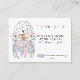 Ethnic Fairy Dream Catcher Feathers Diaper Raffle Informatiekaartje