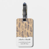 Ethnic Feather Outline Patroon Bagagelabel (Achterkant verticaal)