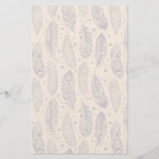 Ethnic Feather Outline Patroon Briefpapier (Voorkant)