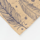 Ethnic Feather Outline Patroon Fleece Deken (Hoek)