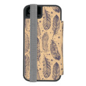Ethnic Feather Outline Patroon Incipio iPhone Portemonnee Hoesje (Agenda Achterkant)