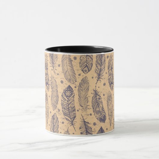 Ethnic Feather Outline Patroon Mok (Midden)