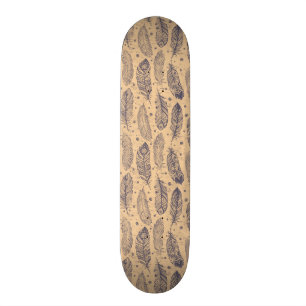 Ethnic Feather Outline Patroon Skateboard