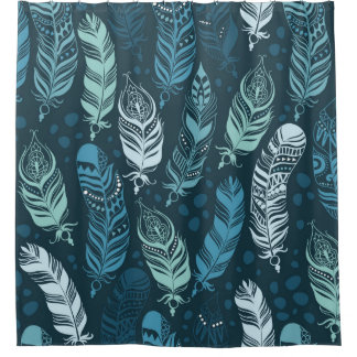 Ethnic feathers seamless pattern douchegordijn