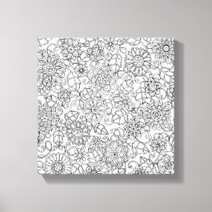 Ethnic Floral Doodle 6 Canvas Afdruk