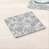 Ethnic Floral Doodle Vierkante Kartonnen Onderzetter (Schuin)