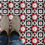 Ethnic Folho rouge noir blanc Motif géométrique<br><div class="desc">Décor moderne abstrait de tuiles décoratives avec des formes géométriques en rouge,  noir et blanc.</div>